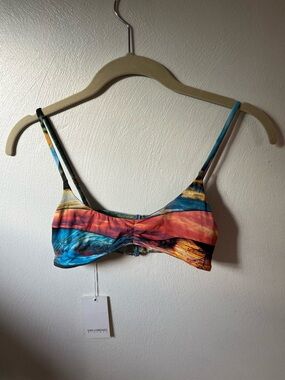San Lorenzo Multicolor Sunset Print Bikini Top - Blue, Orange, Pink